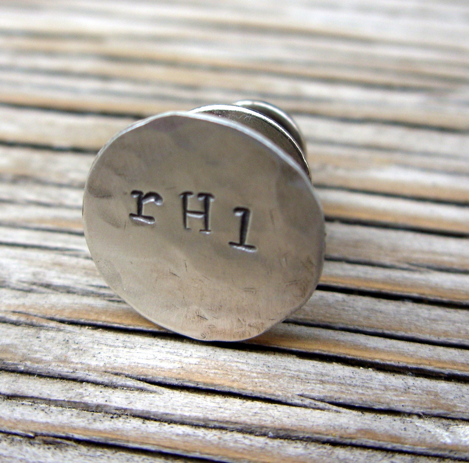 Hand stamped personalized tie tack in sterling silver- lapel pin for Men- great custom gift accessory