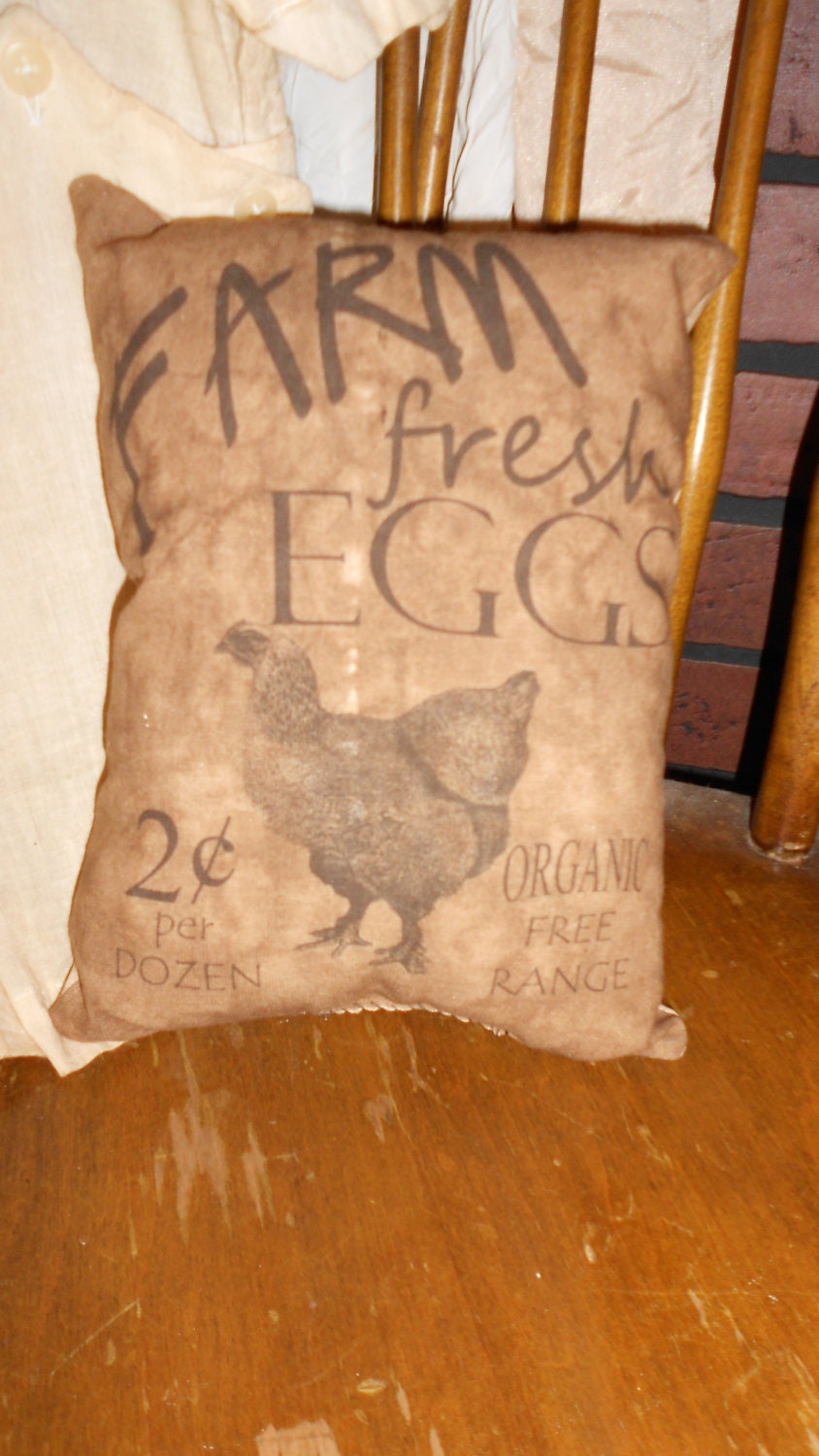 Farm Fresh Eggs Feed Sack Pillow