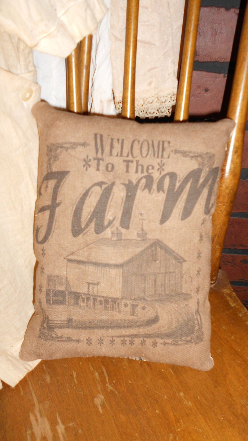 Welcome to the Farm Feed Sack Pillow