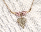 Vintage 12K Yellow and Rose Gold Leaves Necklace