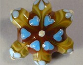 Louise's Focal Handmade Lampworked Art Glass Bead, ooak, by Patti Cahill, sra -- Flowered hearted raked star