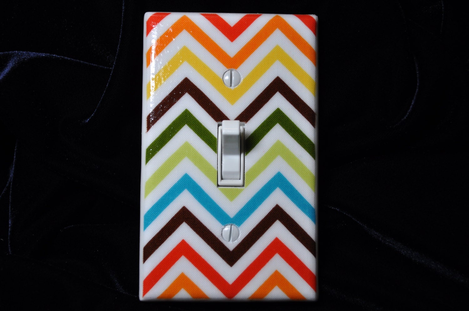 Chevron Multi Color Light Switch Plate Cover Single  (STANDARD SIZE)