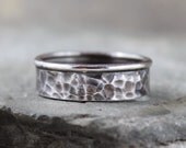 Rustic Sterling Silver Band - Men's Jewellery - Wedding Band