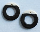 Ceramic Bead Donut One Pair in Porcelain Clay Espresso Brown Black Color