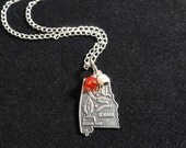 Alabama Crimson Tide Sterling Silver Map Charm Pendant