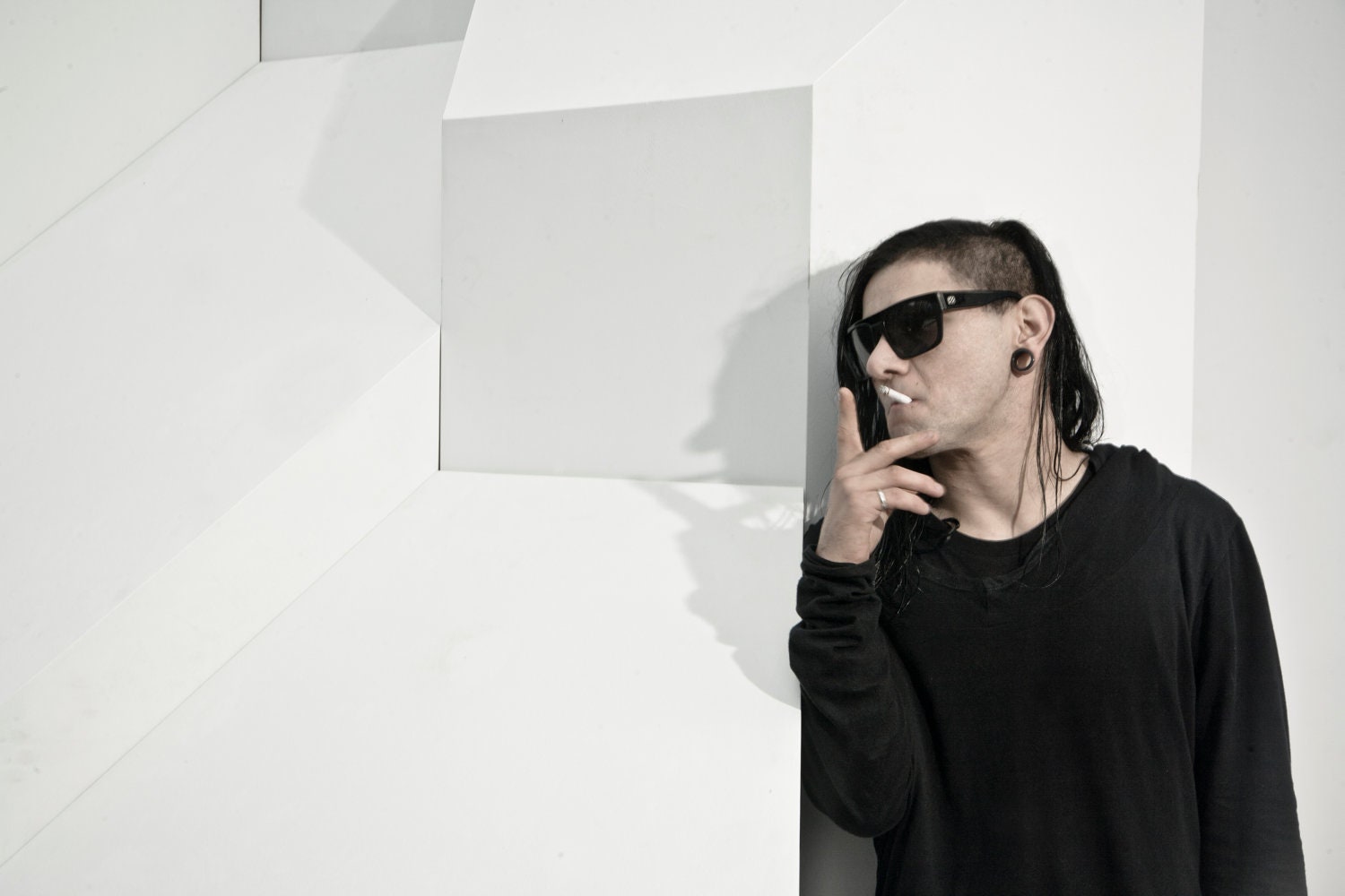 Skrillex (original art, portrait, color photography, Dubstep, DJ,12x18 print, musician)