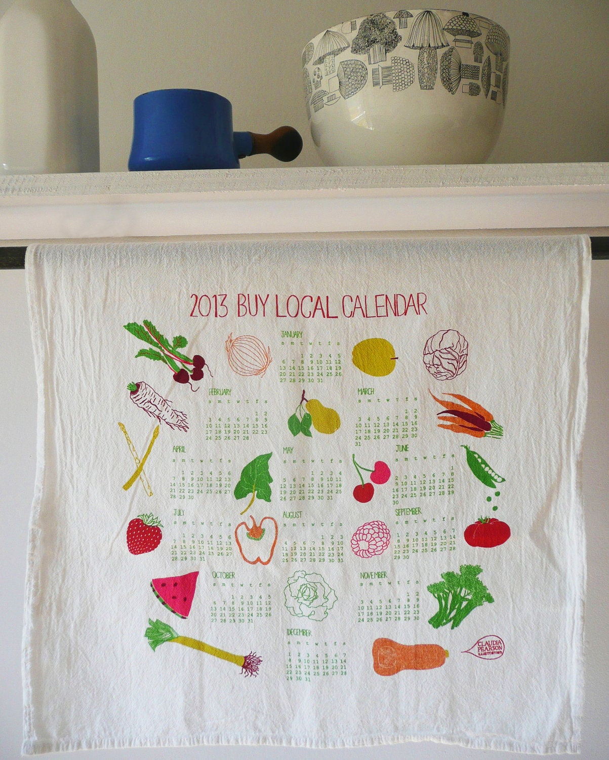 2013 Buy Local Calendar Tea Towel 50% off