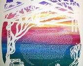 Central Park Trellis and Bench - Pizza Dinner Proposal - Home Slice - Papercut Ketubah