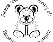 From the Library of  Reading Bear Custom Rubber Stamp - book plate