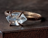 Herkimer Diamond Crystal RIng in Rose Gold