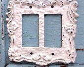 Double Light Switch Rocker, Metal Wall Decor,Double Rocker Switch Plate, Creamy White, STYLE 112
