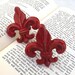 Door Pulls, Fleur de Lis, Farmhouse Red, Door Knobs, French Decor, Dresser Knobs, Set of 2