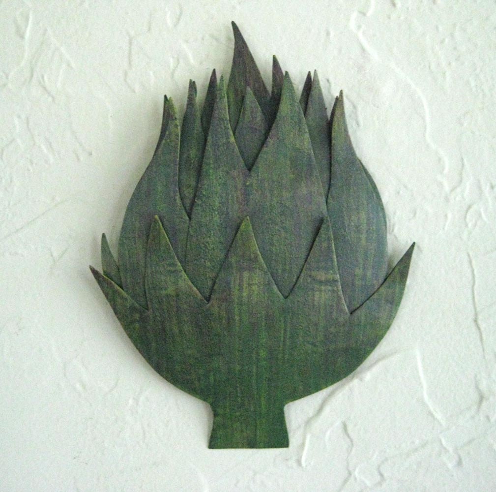 Metal art sculpture kitchen decor - Artichoke - upcycled metal wall art
