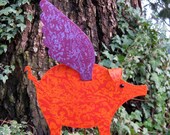 Garden art sculpture decor Flying Pig metal yard art stake when pigs fly 9 x 11