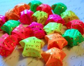 23 Fluorescent Wishes, I Love You, I Miss You, How are You, Good Luck, Good Friend Origami Stars - College, Promotion, Retirement, Travel
