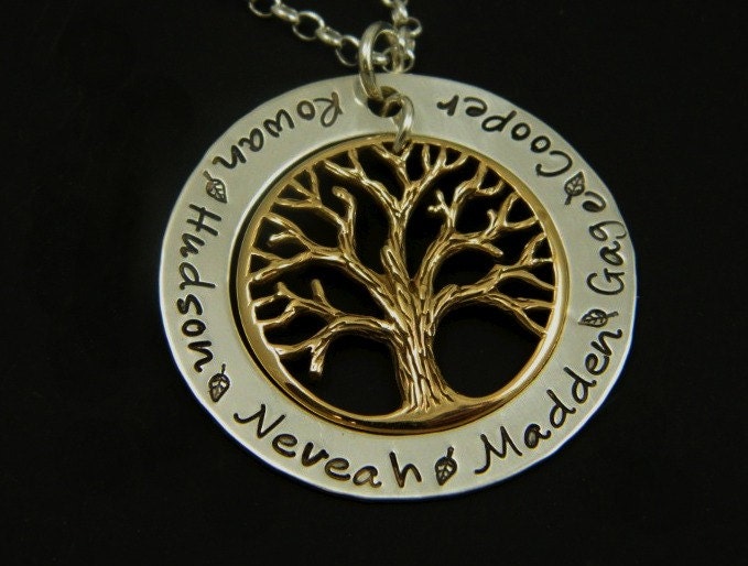 Hand Stamped Necklace - Sterling Silver Personalized Jewelry - Family Tree Necklace - Tree of Life