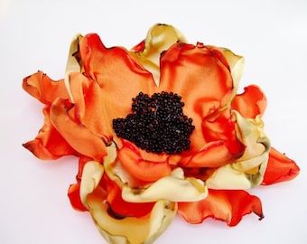 Wedding Hair Flower, Orange and Gold Sunflower accessory, Maternity Sash