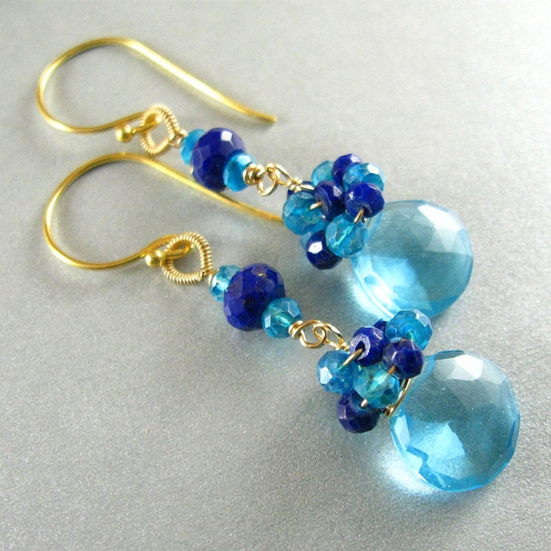 Blue Topaz and Lapis Lazuli Earrings