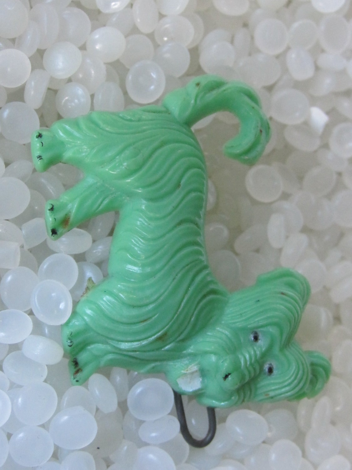vintage barrette,  green  dog