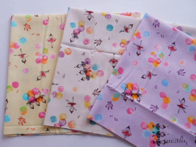 Japanese Fabric - Ballerina 3 Fat Quarter Bundle Set - F132