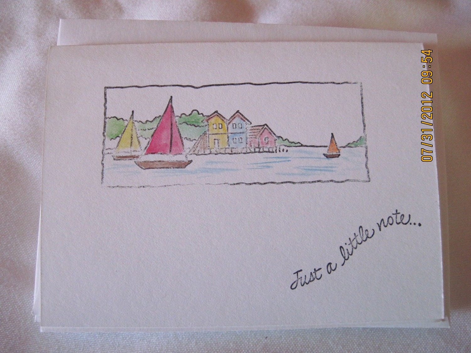 By the Lake Just a Little Note handpainted with watercolors set of six note cards
