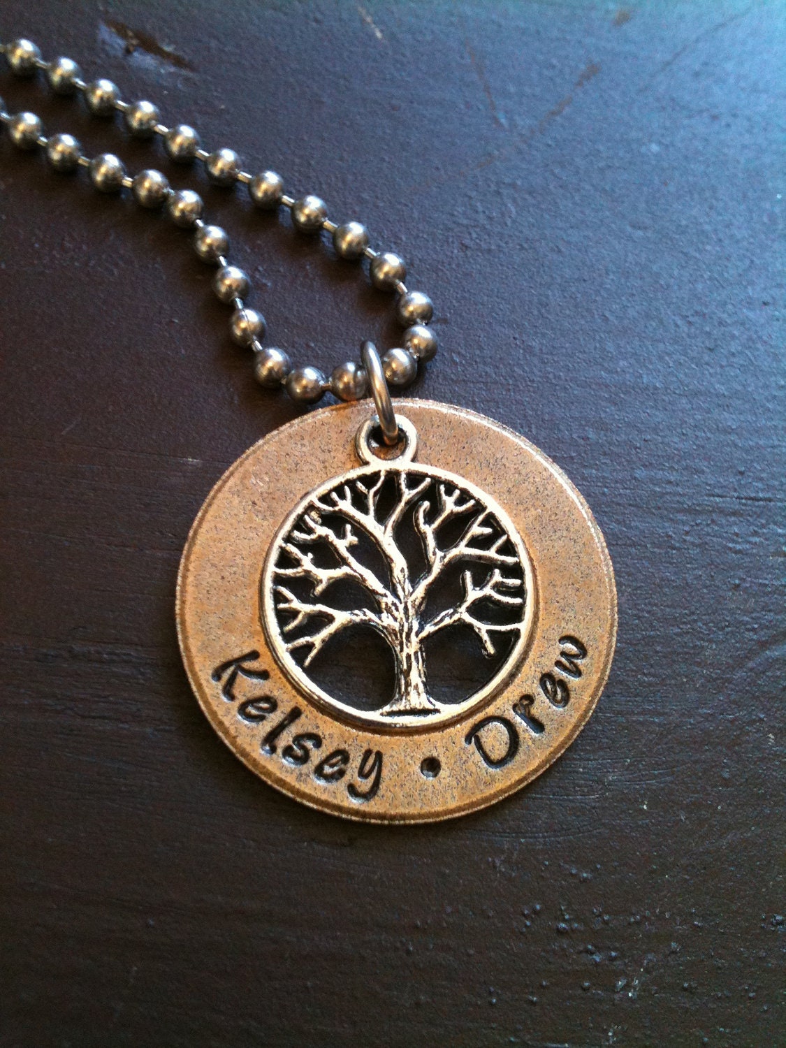 Metal Hand Stamped Jewelry Tree of Life Mothers Charm Necklace Pendant Inspirational