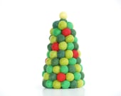 Christmas Tree Felt, Holiday Decoration Home Decor Ornament, Needle Felted Festive Trimmings, Red Green White
