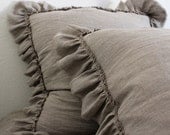 LILY..EURO SHAM....Set of 3...100%  Linen  with frayed ruffle
