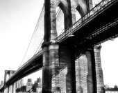 11"x14" black and white Brooklyn Bridge print on metallic paper