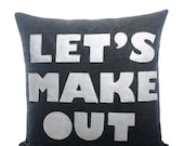 LET'S MAKE OUT - recycled felt applique pillow 16 in - more colors available