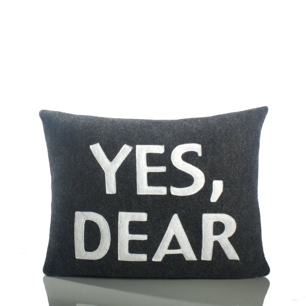 YES, DEAR - recycled felt applique pillow 10" x 14" - more colors available