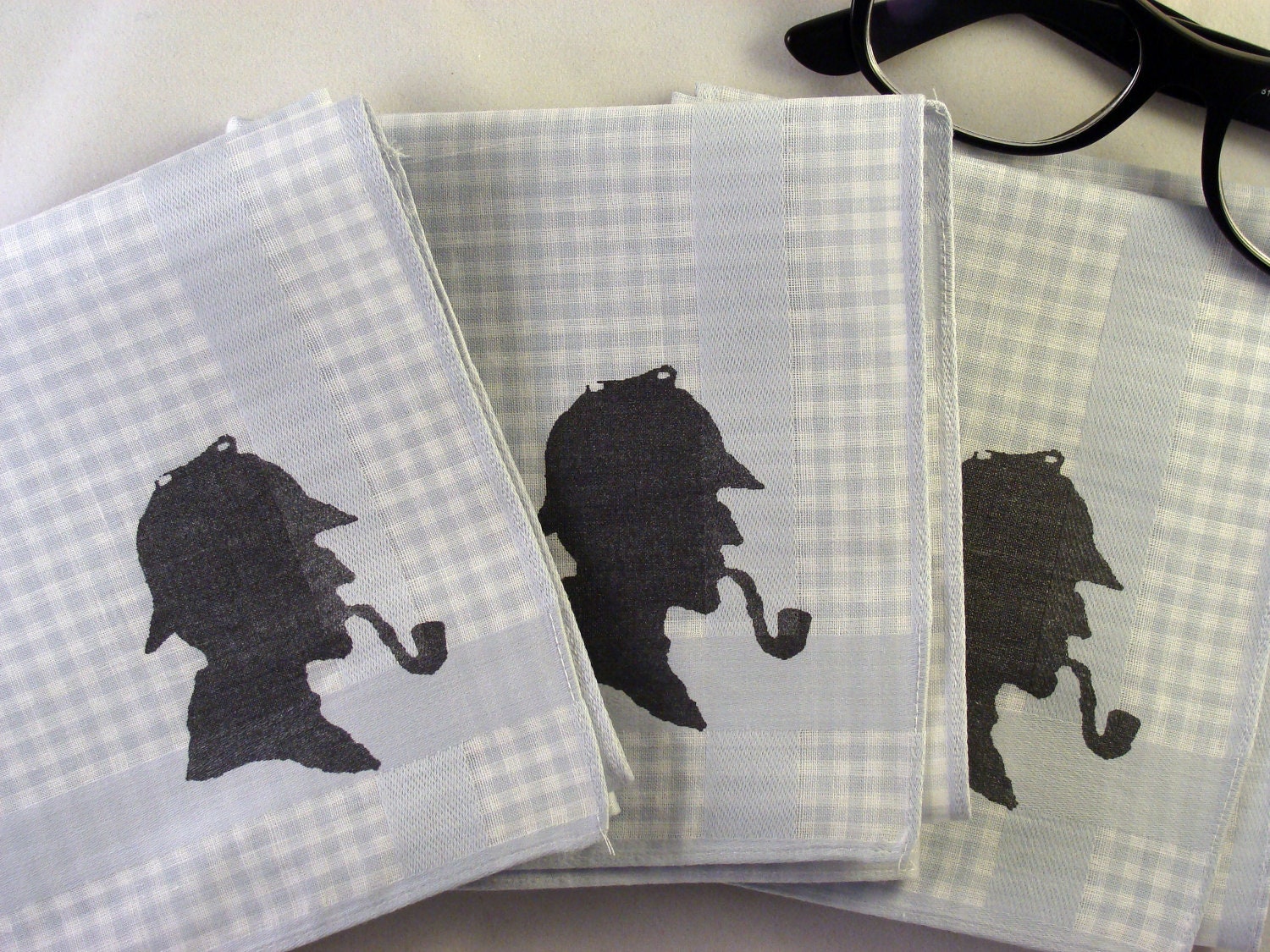 Sherlock Holmes Handkerchiefs, 3 Silk-Screened Sneezy Sheets