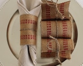 Burlap Jute Napkin Rings Red