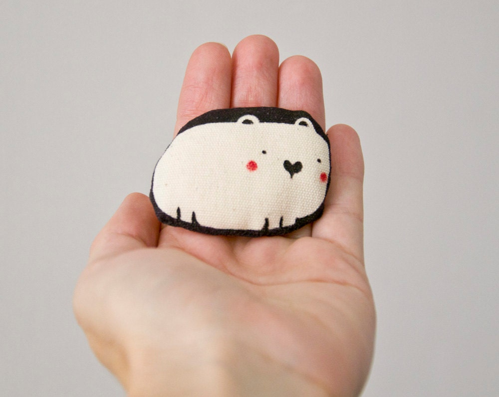 Dog Brooch Handpainted - Bow-wow dog - Cute art brooch in cotton