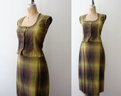 60s dress / plaid cotton dress / Cider House dress