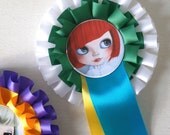 Blythe Doll Rosette magnet / pin / mini art
