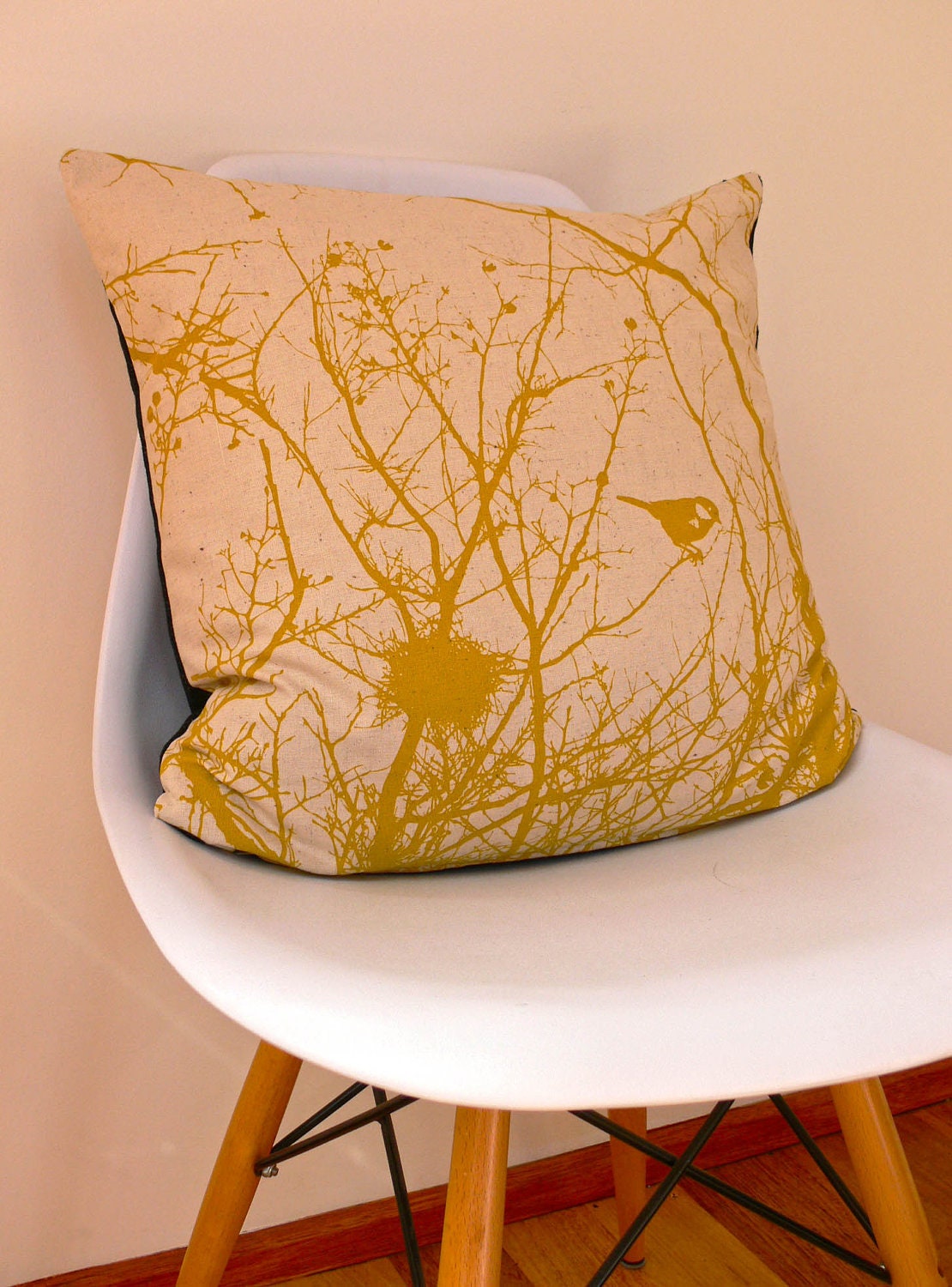 Winter Nest Cushion Cover - 45cm x 45cm in Mustard