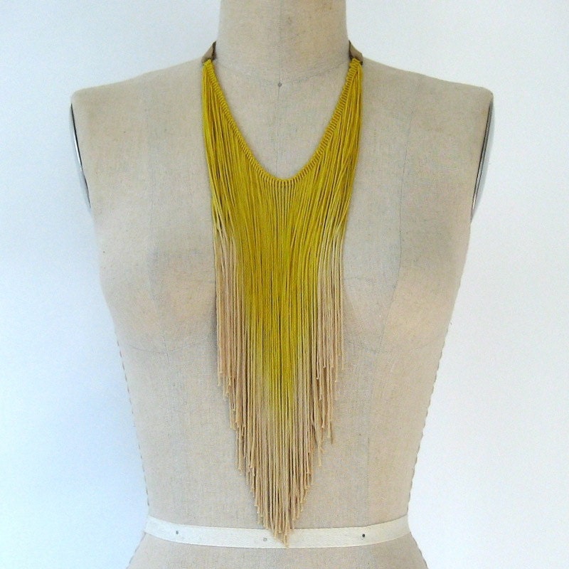 Chartreuse Yellow Fringe Necklace