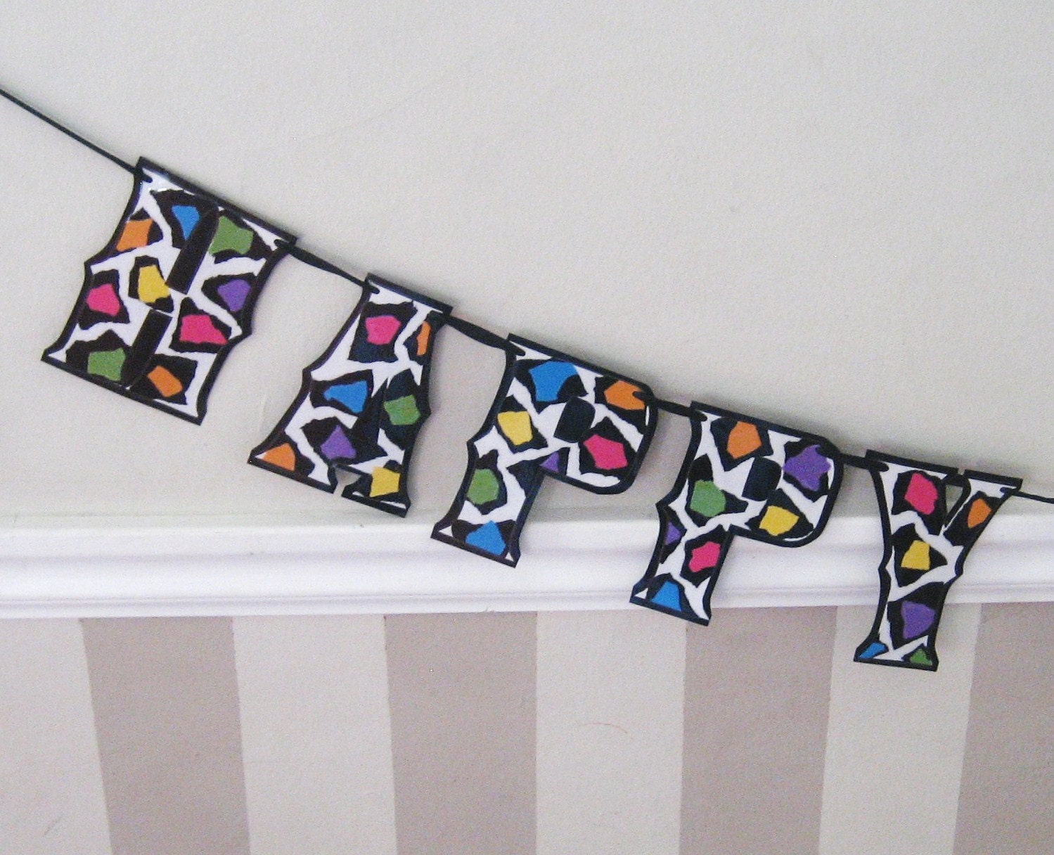 Cheetah Leopard Print HaPPY BiRTHDAY Banner - Spunky Rainbow Colors