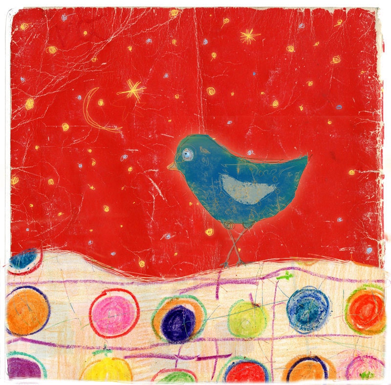 Good Night  - colorful illustration print or note card