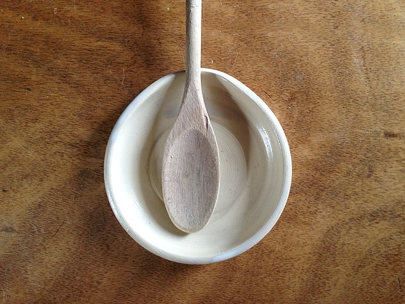 Spoon Rest in Cream Stoneware Ceramic Pottery
