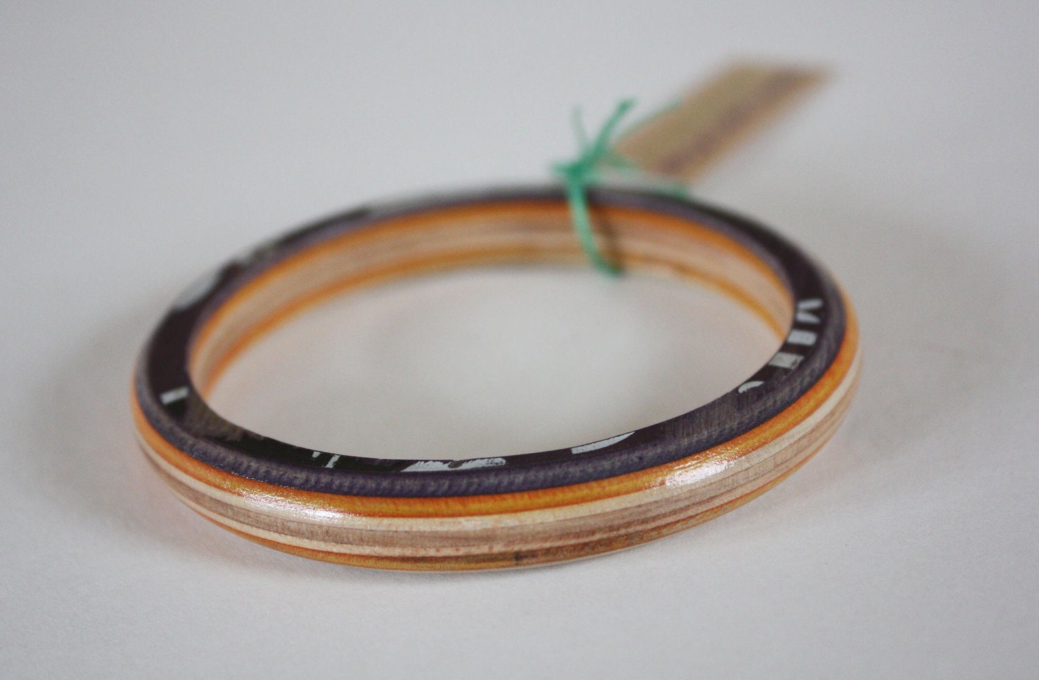 Recycled Skateboard Smooth Rail Bangle-Simple Ply