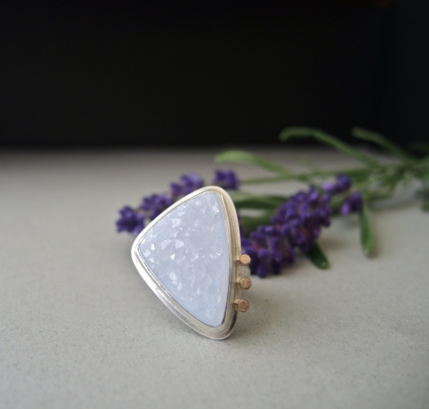 Druzy Quartz, Druzy Ring, Quartz Crystals, Sterling Silver, 14kt Gold, Elegant