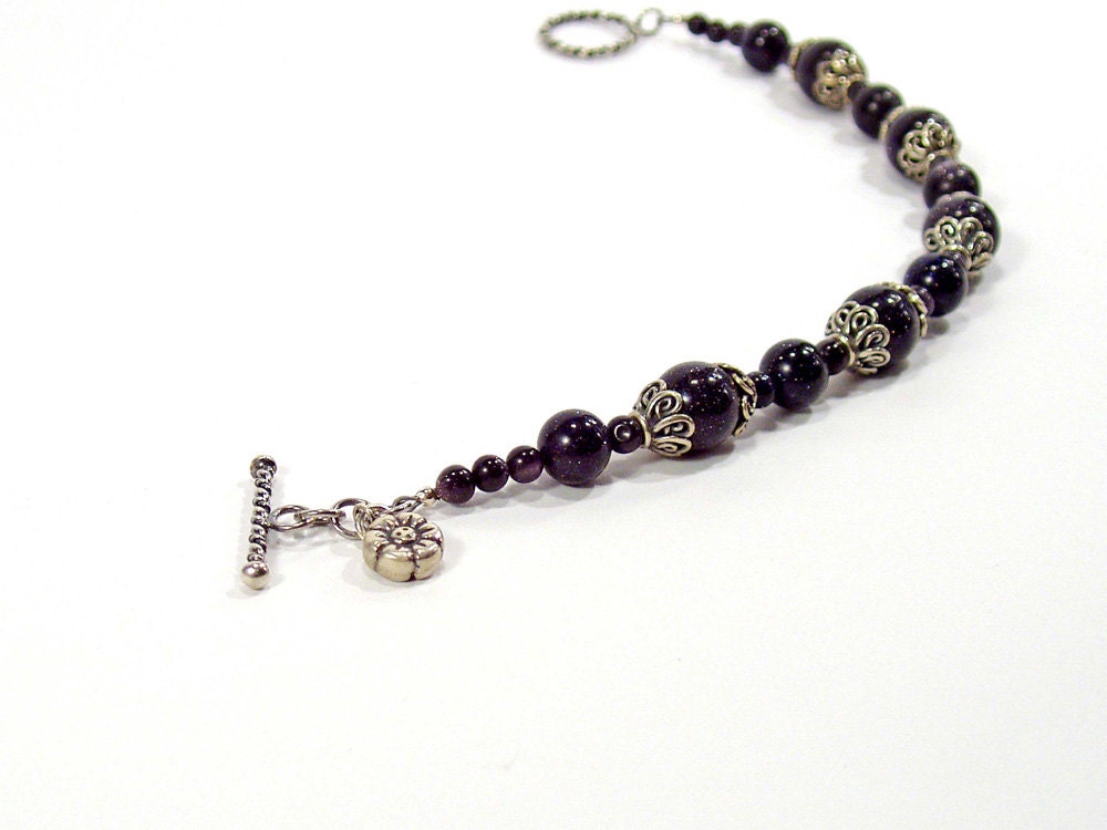 Bali Silver Bracelet, Blue Goldstone, Elegant Bracelet, Classic Jewellery