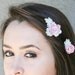 vintage flower bobby pins, pink and green, women hair accessory