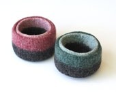 Turquoise Blue Two-Tone Felted Nesting Bowls
