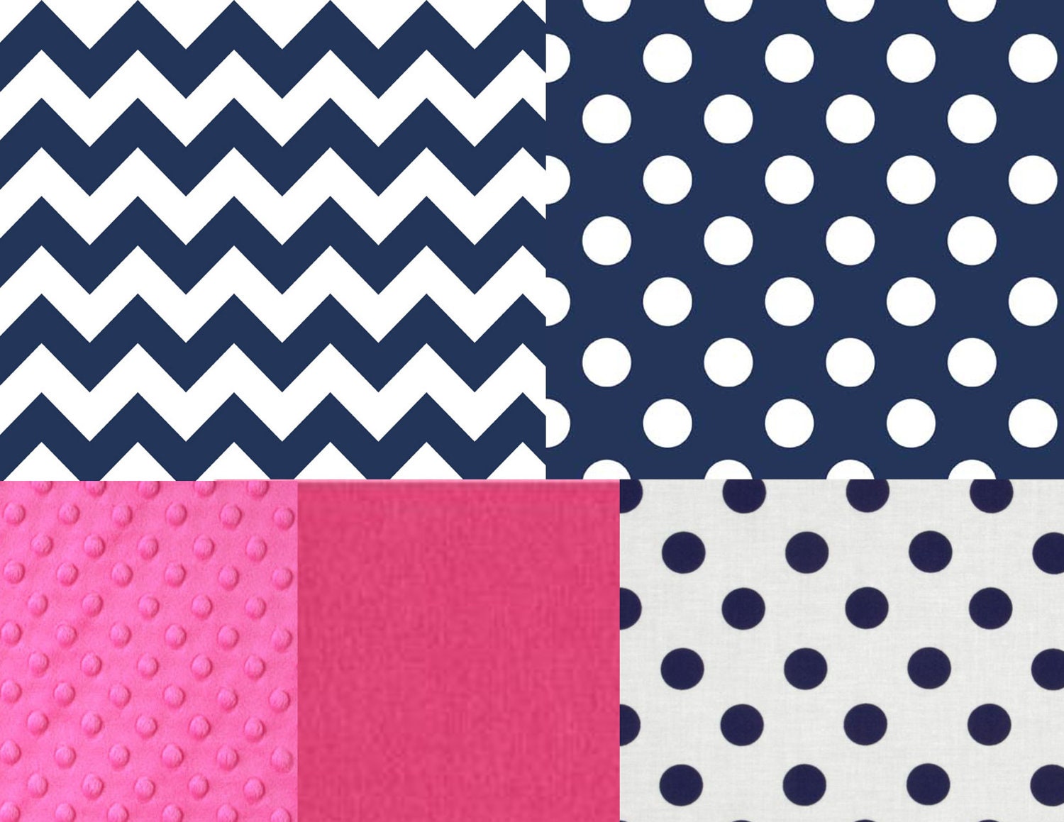 Modern Navy and Pink Crib Bedding