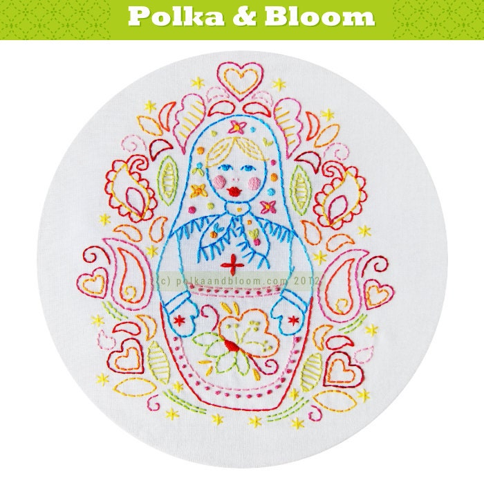Matryoshka Russian Nesting Doll Embroidery Pattern PDF
