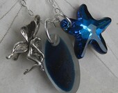 Fairy Seaglass Cluster Necklace in English Multi Blue Sea Glass