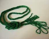 20s Art Deco Flapper Beads Emerald Green Tassel Necklace / Lariat
